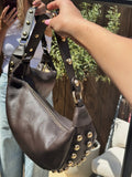 Shoulder Bag Brown with Studs