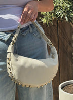 Shoulder Bag Beige with Studs